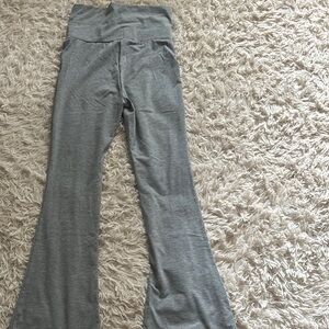 Gray Fold-over Pants Flared Bottoms